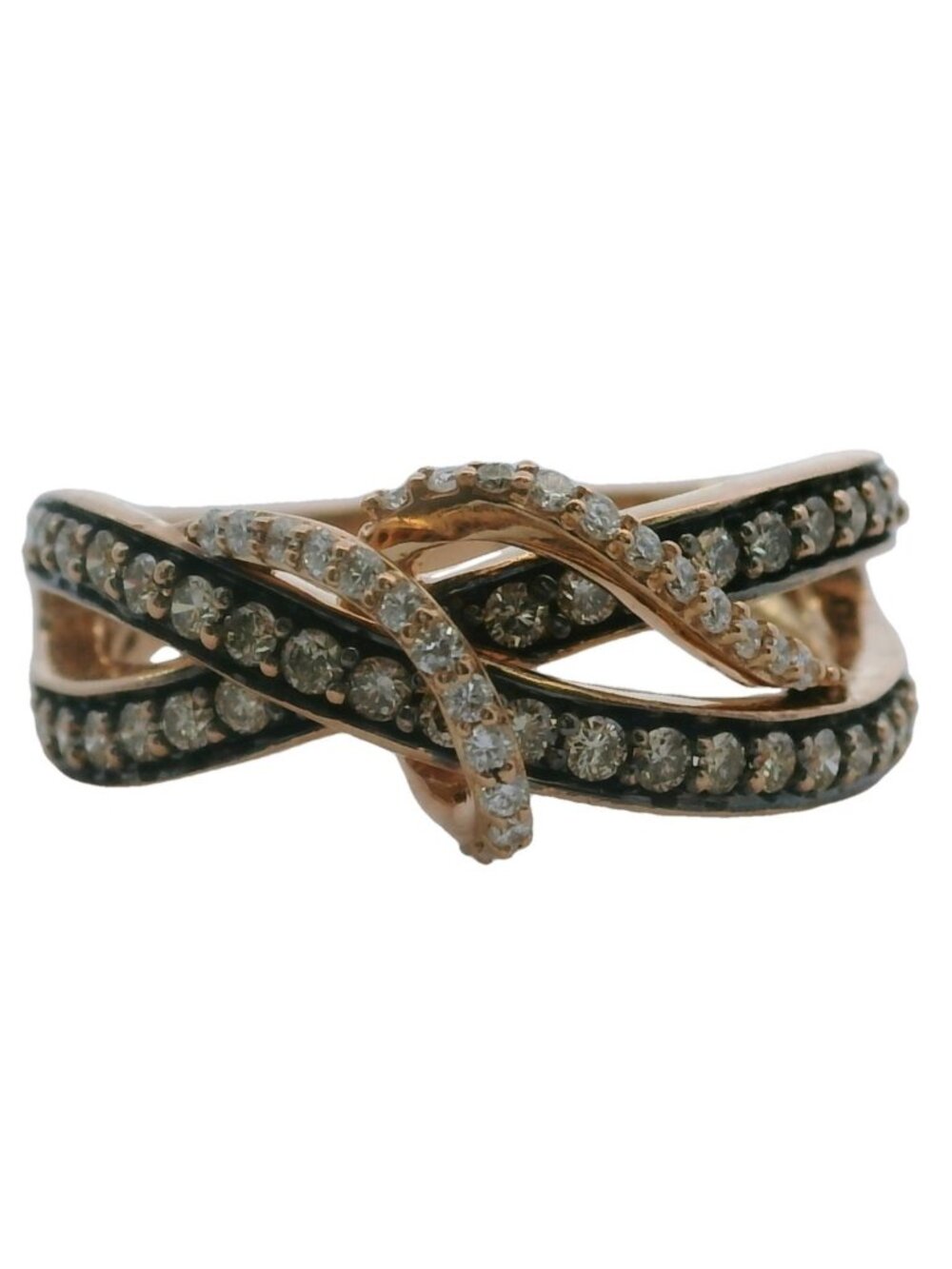 Le Vian 14kt Rose Gold White and Cognac 1/2ctw Diamond Loop Orbit Ring Size 7